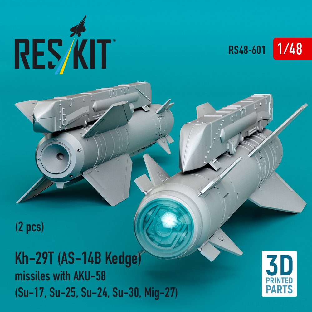 ResKit Kh-29T (AS-14B Kedge) missiles with AKU-58 (2 pcs) (Su-17, Su-25, Su-24, Su-30, Mig-27) (3D Printed) (1/48) RS48-0601 - Image 2