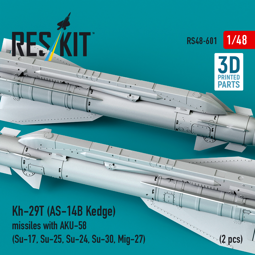 ResKit Kh-29T (AS-14B Kedge) missiles with AKU-58 (2 pcs) (Su-17, Su-25, Su-24, Su-30, Mig-27) (3D Printed) (1/48) RS48-0601 - Image 3
