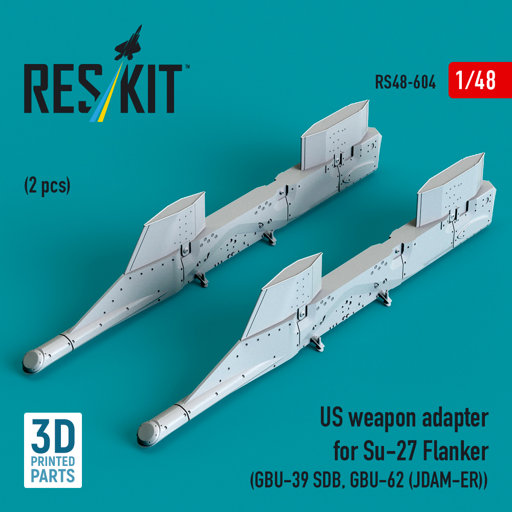 ResKit US weapon adapter for Su-27 Flanker (2 pcs) (GBU-39 SDB, GBU-62 (JDAM-ER)) (3D Printed) (1/48) RS48-0604