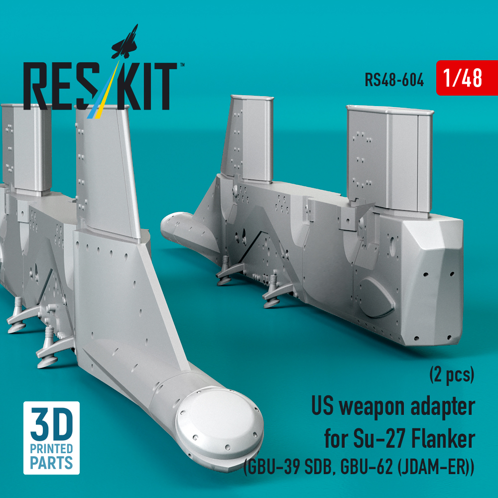 ResKit US weapon adapter for Su-27 Flanker (2 pcs) (GBU-39 SDB, GBU-62 (JDAM-ER)) (3D Printed) (1/48) RS48-0604 - Image 2