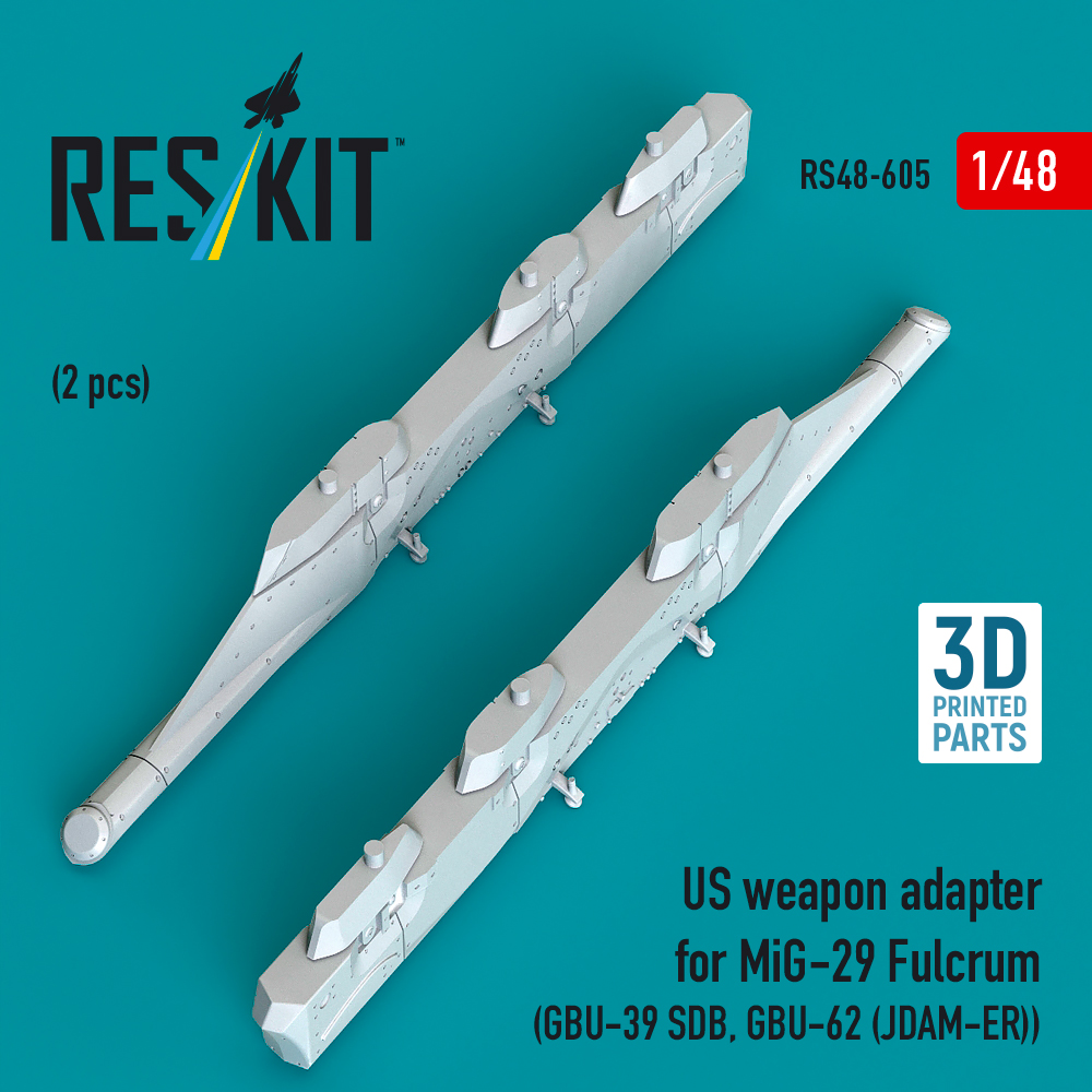 ResKit US weapon adapter for MiG-29 Fulcrum (2 pcs) (GBU-39 SDB, GBU-62 (JDAM-ER)) (3D Printed) (1/48) RS48-0605