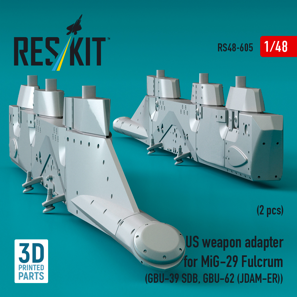 ResKit US weapon adapter for MiG-29 Fulcrum (2 pcs) (GBU-39 SDB, GBU-62 (JDAM-ER)) (3D Printed) (1/48) RS48-0605 - Image 2