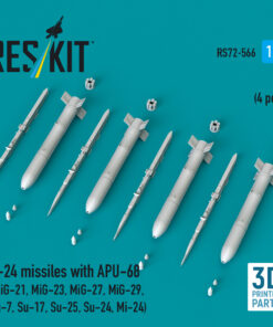 Alternative view of ResKit S-24 missiles with APU-68 (4 pcs) (MiG-21, MiG-23, MiG-27, MiG-29, Su-7, Su-17, Su-25, Su-24, Mi-24) (3D Printed) (1/72) RS72-0566
