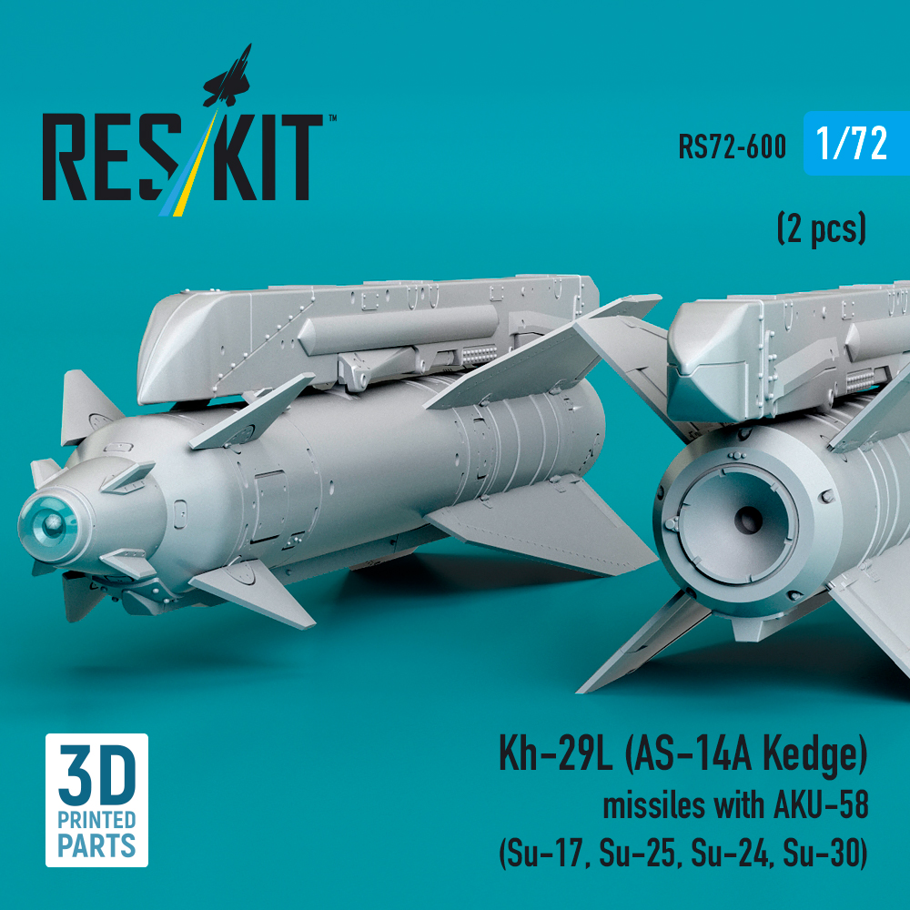ResKit Kh-29L (AS-14A Kedge) missiles with AKU-58 (2 pcs) (Su-17, Su-25,Su-24, Su-30) (3D Printed) (1/72) RS72-0600 - Image 2