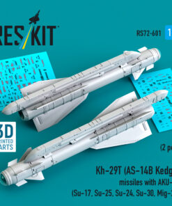 ResKit Kh-29T (AS-14B Kedge) missiles with AKU-58 (2 pcs) Su-17, Su-25,Su-24, Su-30, Mig-27 (3D Printed) (1/72) RS72-0601