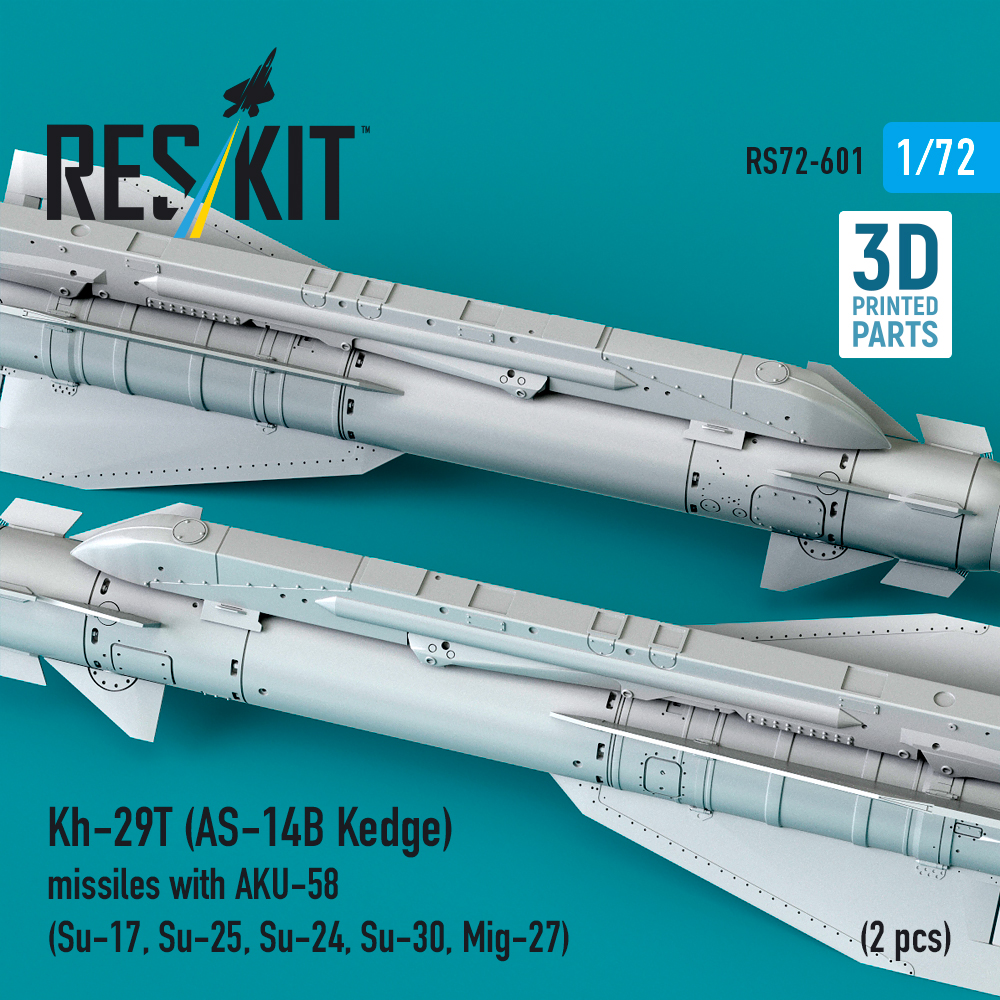 ResKit Kh-29T (AS-14B Kedge) missiles with AKU-58 (2 pcs) Su-17, Su-25,Su-24, Su-30, Mig-27 (3D Printed) (1/72) RS72-0601 - Image 3