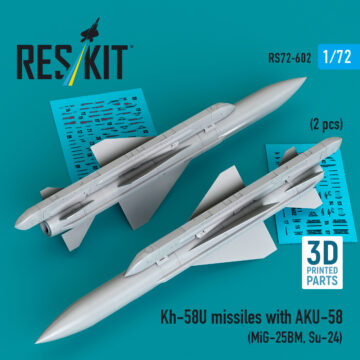 ResKit Kh-58U missiles with AKU-58 (2 pcs) (MiG-25BM, Su-24) (3D Printed) (1/72) RS72-0602