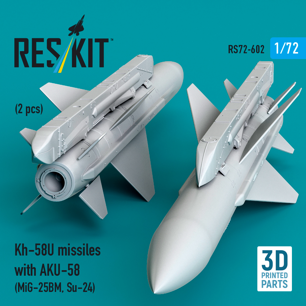 ResKit Kh-58U missiles with AKU-58 (2 pcs) (MiG-25BM, Su-24) (3D Printed) (1/72) RS72-0602 - Image 2