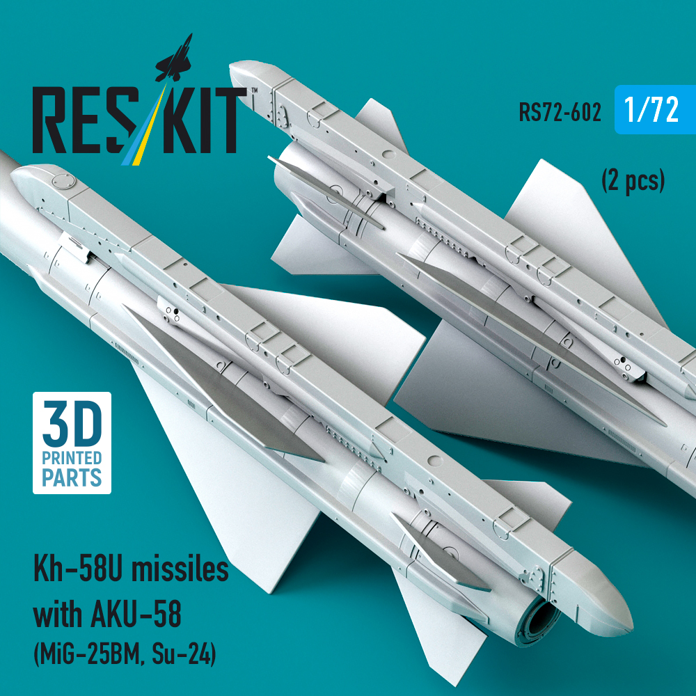 ResKit Kh-58U missiles with AKU-58 (2 pcs) (MiG-25BM, Su-24) (3D Printed) (1/72) RS72-0602 - Image 3