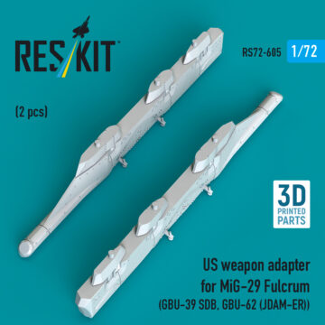 ResKit US weapon adapter for MiG-29 Fulcrum (2 pcs) (GBU-39 SDB, GBU-62 (JDAM-ER)) (3D Printed) (1/72) RS72-0605