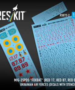 Reskit MiG-25PDS "Foxbat" (Red 17, Red 87, Red 89) Ukrainian Air Forces (Decals with Stencils) (1/72) RSB72-002