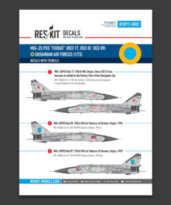 Alternative view of Reskit MiG-25PDS "Foxbat" (Red 17, Red 87, Red 89) Ukrainian Air Forces (Decals with Stencils) (1/72) RSB72-002