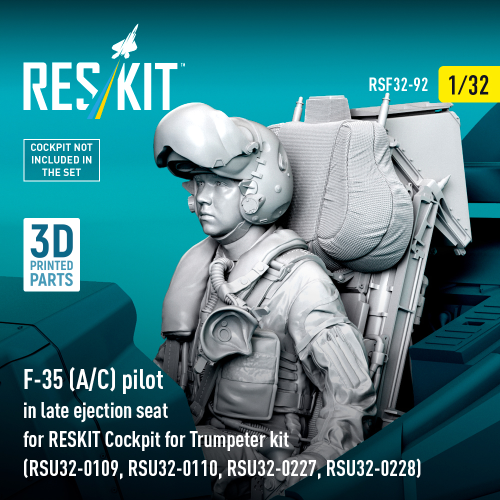 Reskit F-35 (A/C) pilot in late ejection seat for RESKIT Cockpit for Trumpeter kit (RSU32-0109, RSU32-0110, RSU32-0227, RSU32-0228) (3D Printed) (1/32) RSF32-0092 - Image 3