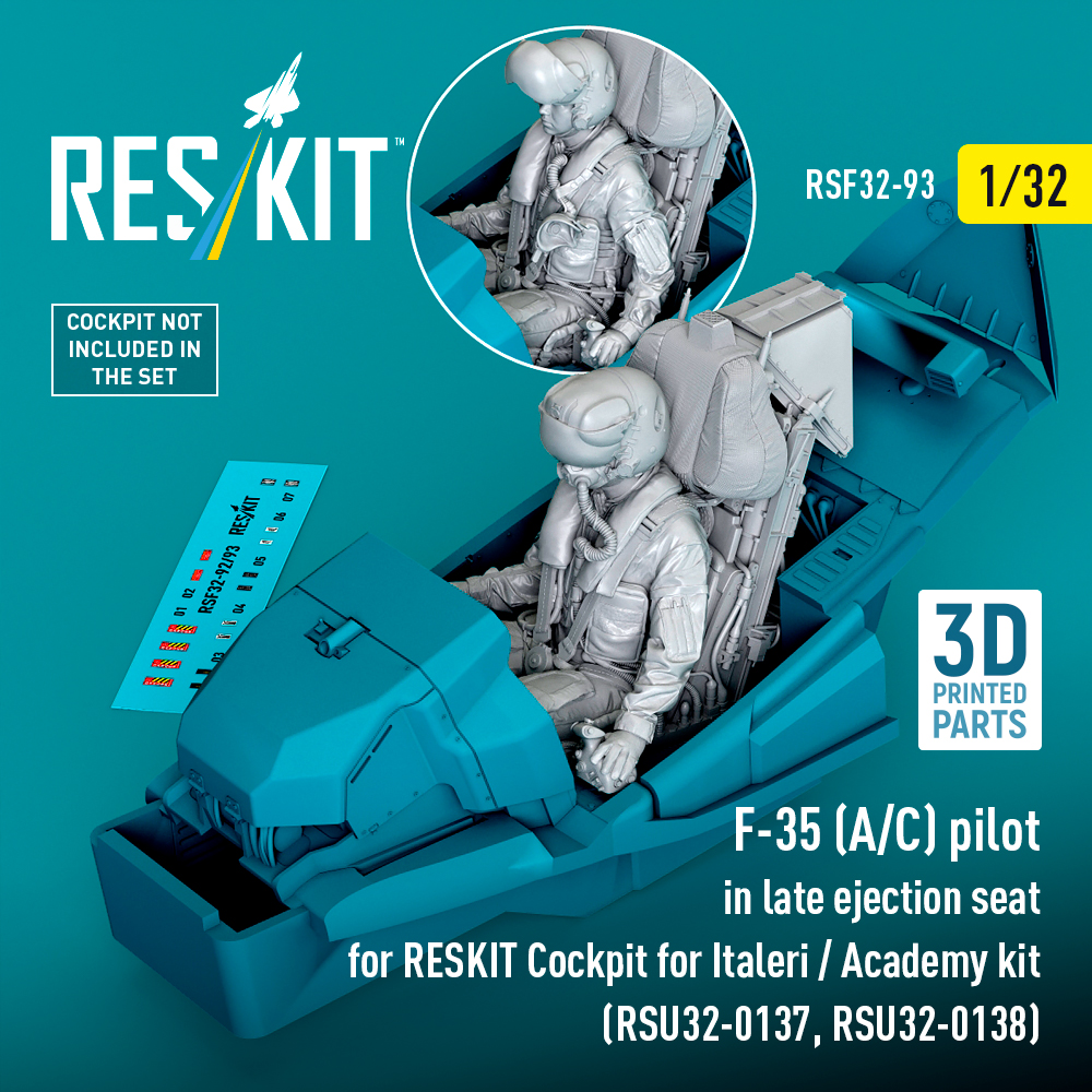 Reskit F-35 (A/C) pilot in late ejection seat for RESKIT Cockpit for Italeri / Academy kit (RSU32-0137, RSU32-0138) (3D Printed) (1/32)) RSF32-0093