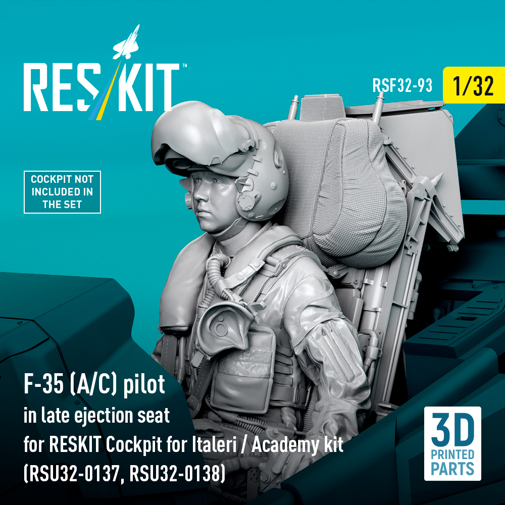 Reskit F-35 (A/C) pilot in late ejection seat for RESKIT Cockpit for Italeri / Academy kit (RSU32-0137, RSU32-0138) (3D Printed) (1/32)) RSF32-0093 - Image 2
