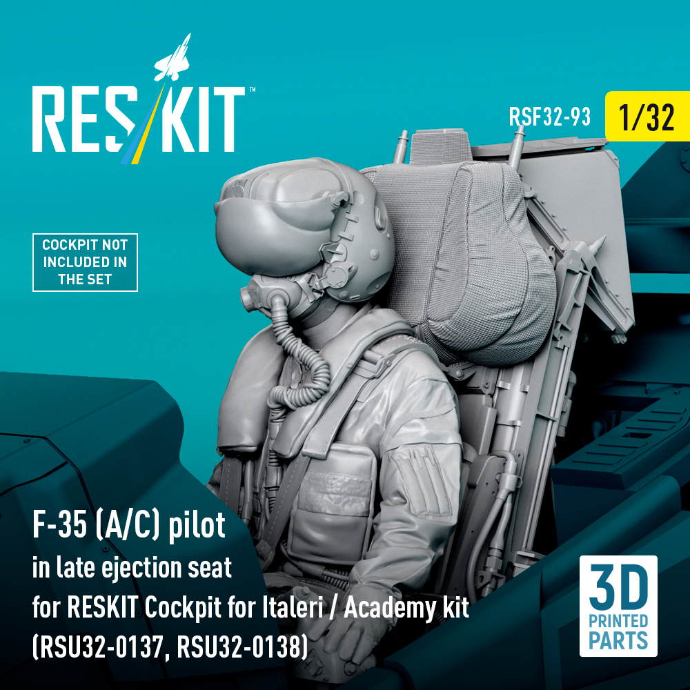 Reskit F-35 (A/C) pilot in late ejection seat for RESKIT Cockpit for Italeri / Academy kit (RSU32-0137, RSU32-0138) (3D Printed) (1/32)) RSF32-0093 - Image 3