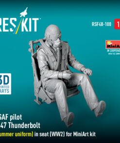 Alternative view of ResKit USAF pilot P-47 Thunderbolt (Summer uniform) in seat (WW2) for MiniArt kit (3D Printed) (1/48) RSF-0100