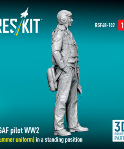 Alternative view of ResKit USAF pilot WW2 (Summer uniform) in a standing position (3D Printed) (1/48) RSF-0102