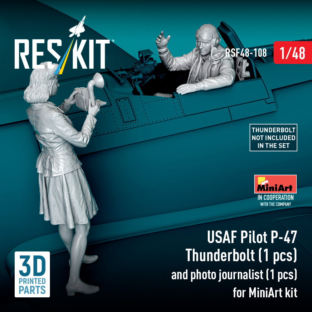 ResKit USAF Pilot P-47 Thunderbolt (1 pcs) and photo journalist (1 pcs) for MiniArt kit (3D Printed) (1/48) RSF-0108