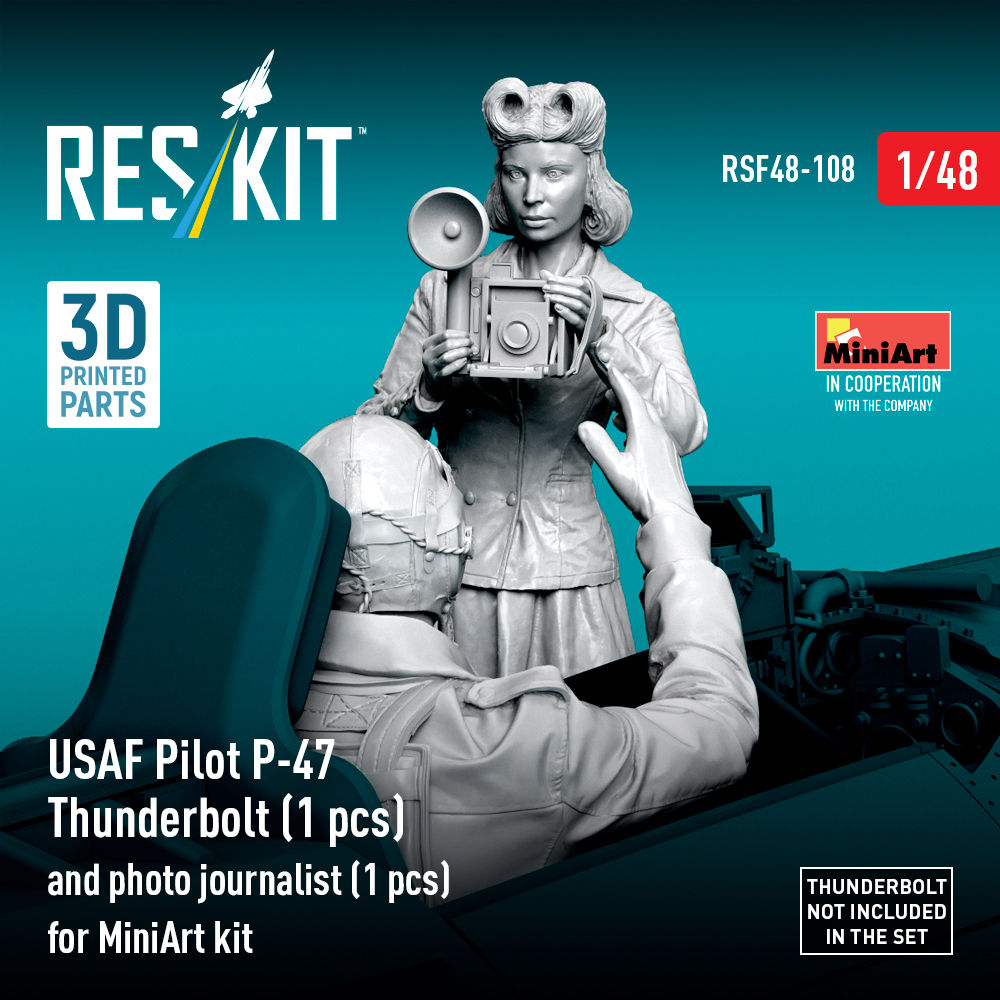 ResKit USAF Pilot P-47 Thunderbolt (1 pcs) and photo journalist (1 pcs) for MiniArt kit (3D Printed) (1/48) RSF-0108 - Image 2
