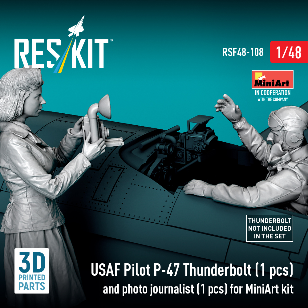 ResKit USAF Pilot P-47 Thunderbolt (1 pcs) and photo journalist (1 pcs) for MiniArt kit (3D Printed) (1/48) RSF-0108 - Image 3
