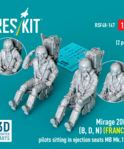 ResKit Mirage 2000 (B, D, N) (FRANCE) pilots sitting in ejection seats MB Mk.10Q (2 pcs) (3D Printed) (1/48) RSF-0147