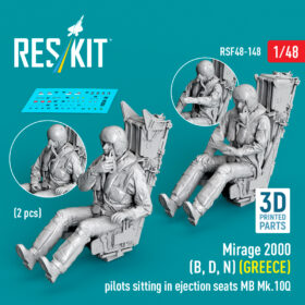 ResKit Mirage 2000 (B, D, N) (GREECE) pilots sitting in ejection seats MB Mk.10Q (2 pcs) (3D Printed) (1/48) RSF-0148