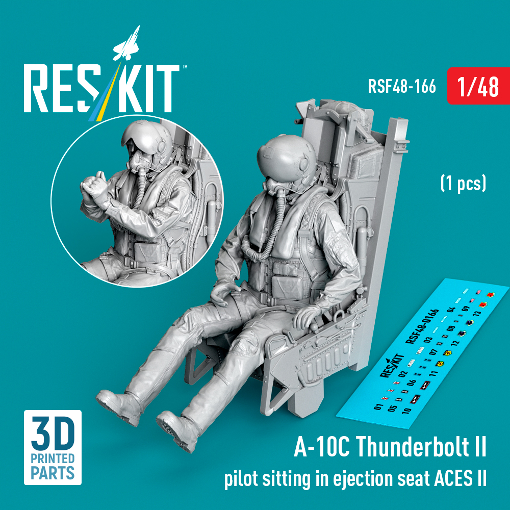 ResKit A-10C Thunderbolt II pilot sitting in ejection seat ACES II (1 pcs) (3D Printed) (1/48) RSF-0166