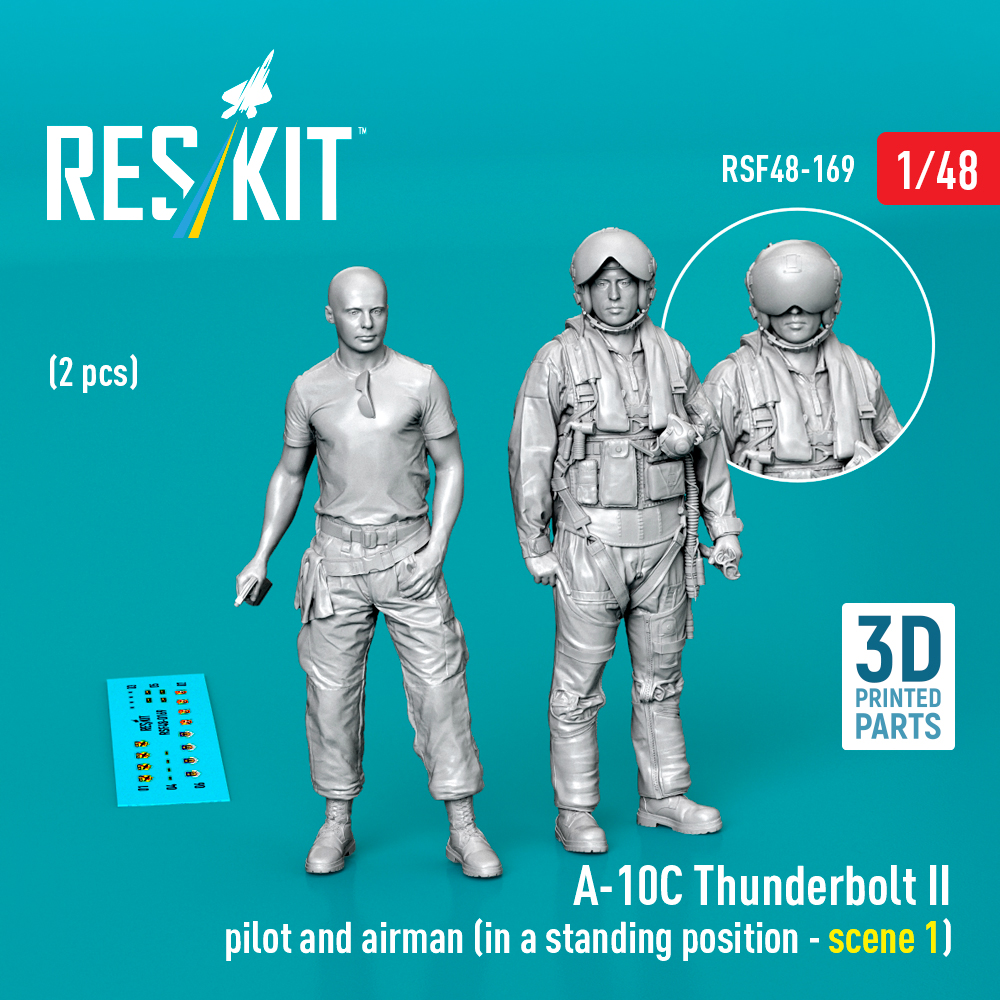 ResKit A-10C Thunderbolt II pilot and airman (in a standing position - scene 1) (2 pcs) (3D Printed) (1/48) RSF-0169