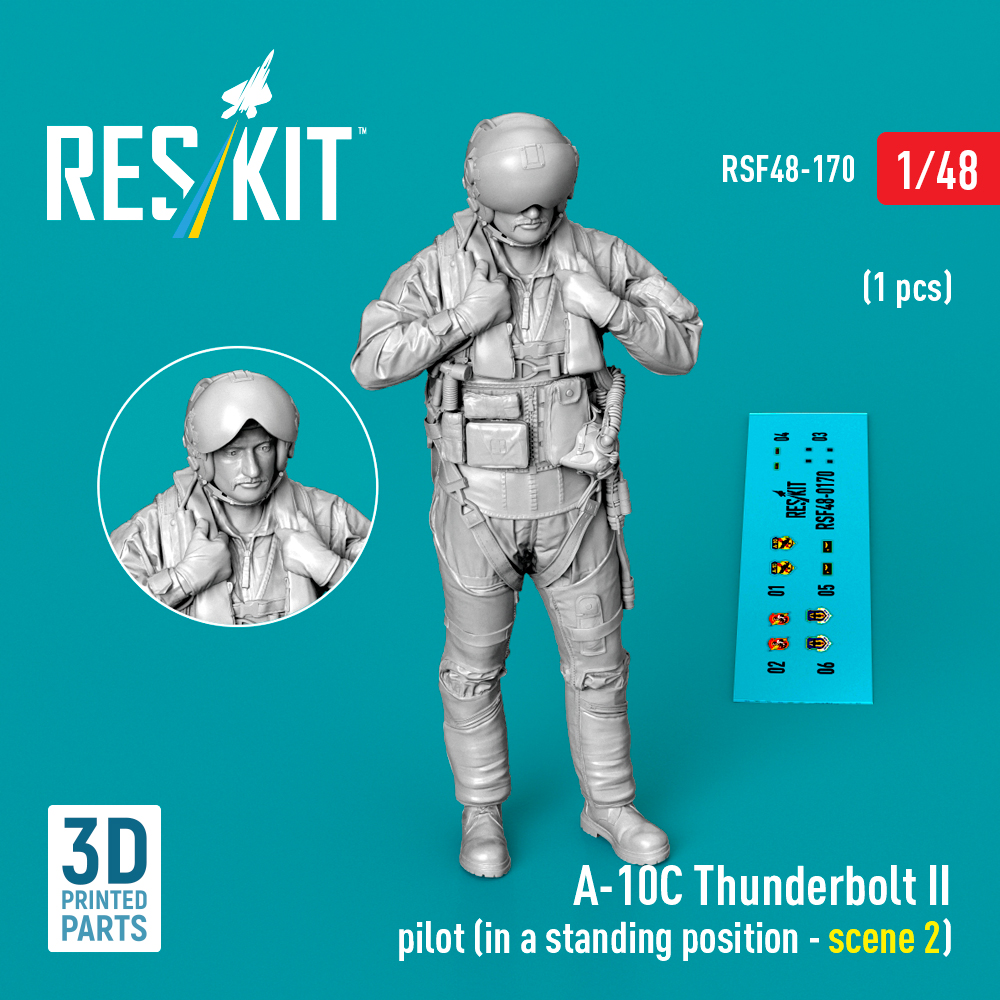 ResKit A-10C Thunderbolt II pilot (in a standing position - scene 2) (1 pcs) (3D Printed) (1/48) RSF-0170