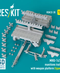 Alternative view of ResKit MHU-141M munitions trailer with weapon platform (type 1) (3D Printed model kit) (1/32) RSK32-0028
