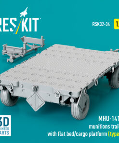 Alternative view of ResKit MHU-141M munitions trailer with flat bed/cargo platform (type 2) (3D Printed model kit) (1/32) RSK32-0034