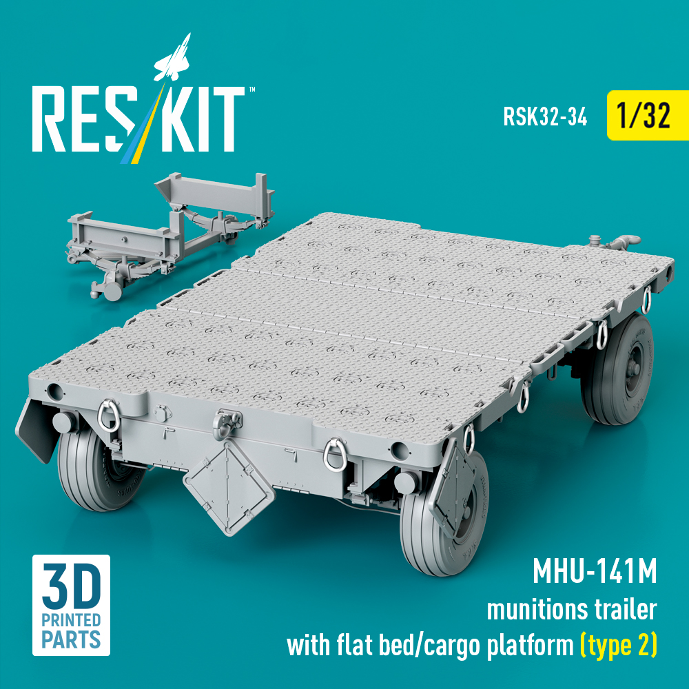 ResKit MHU-141M munitions trailer with flat bed/cargo platform (type 2) (3D Printed model kit) (1/32) RSK32-0034 - Image 2