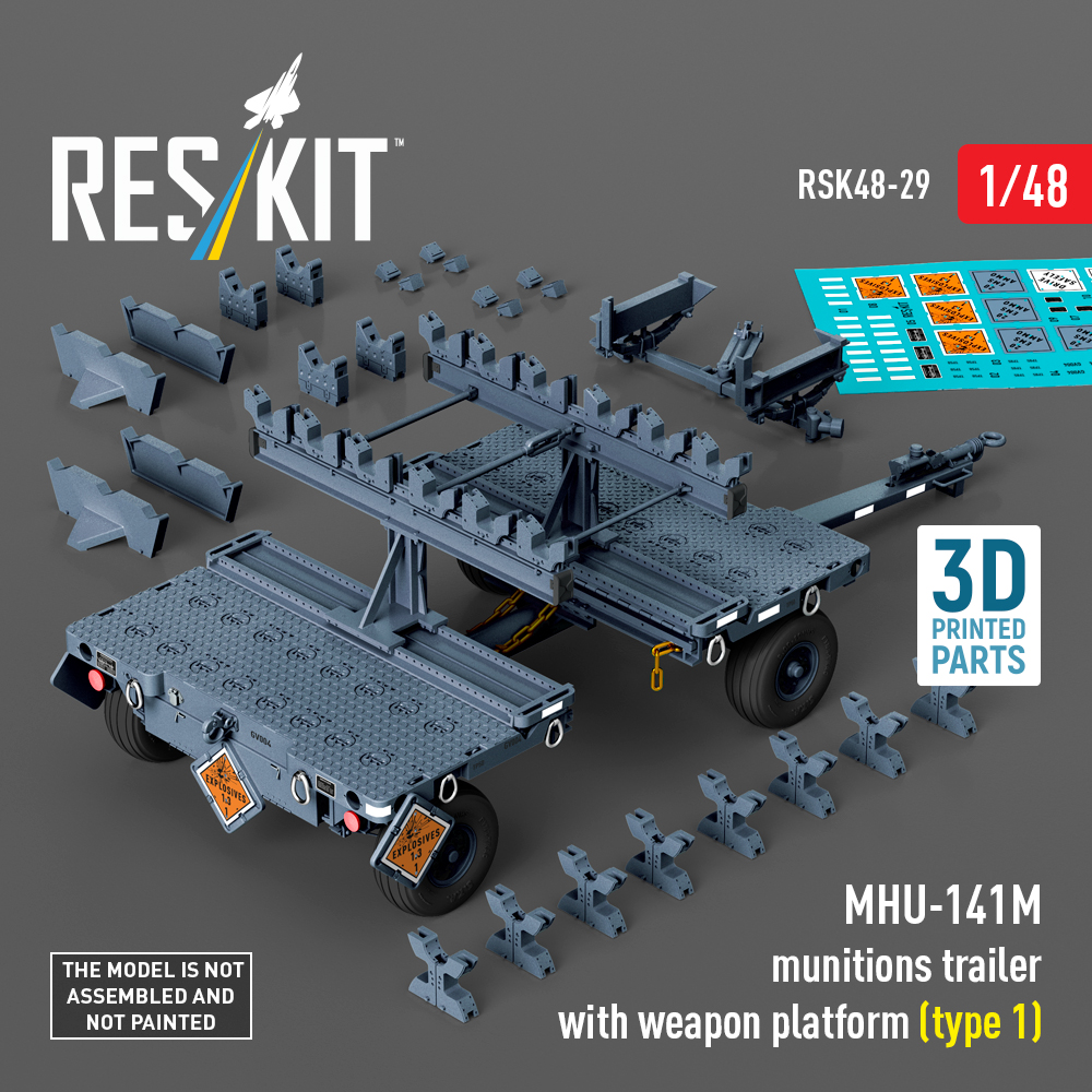 ResKit MHU-141M munitions trailer with weapon platform (type 1) (3D Printed model kit) (1/48) RSK48-0029