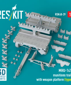 Alternative view of ResKit MHU-141M munitions trailer with weapon platform (type 1) (3D Printed model kit) (1/48) RSK48-0029
