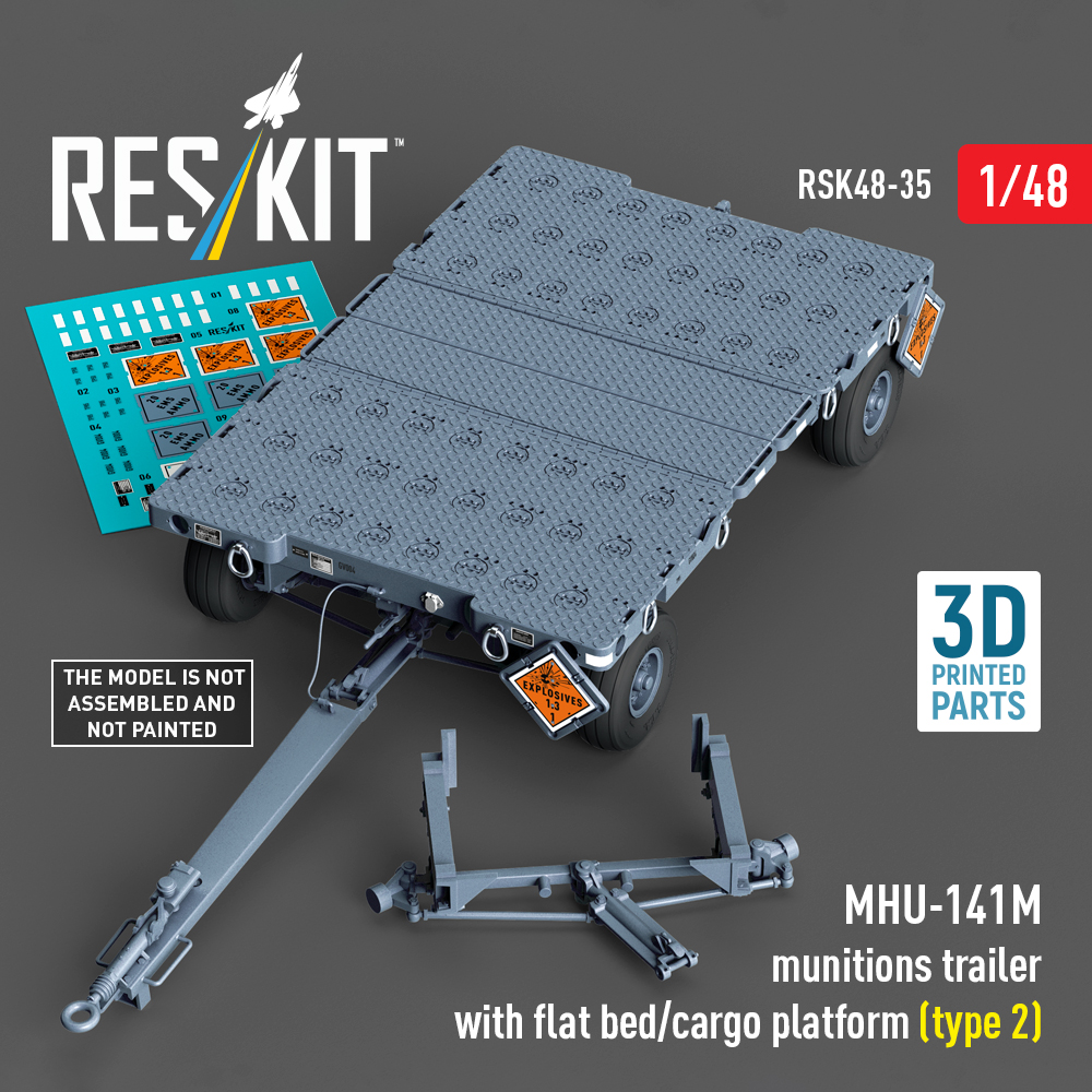 ResKit MHU-141M munitions trailer with flat bed/cargo platform (type 2) (3D Printed model kit) (1/48) RSK48-0035