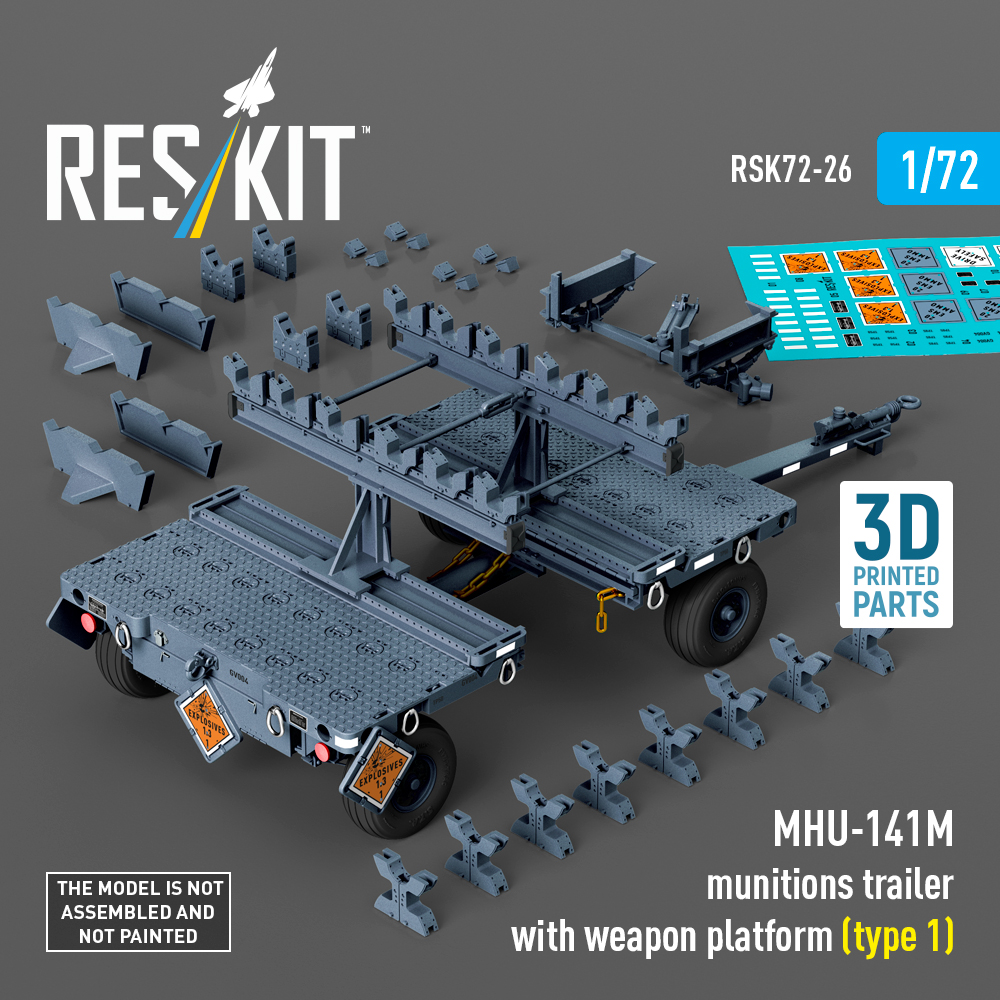 ResKit MHU-141M munitions trailer with weapon platform (type 1) (3D Printed model kit) (1/72) RSK72-0026