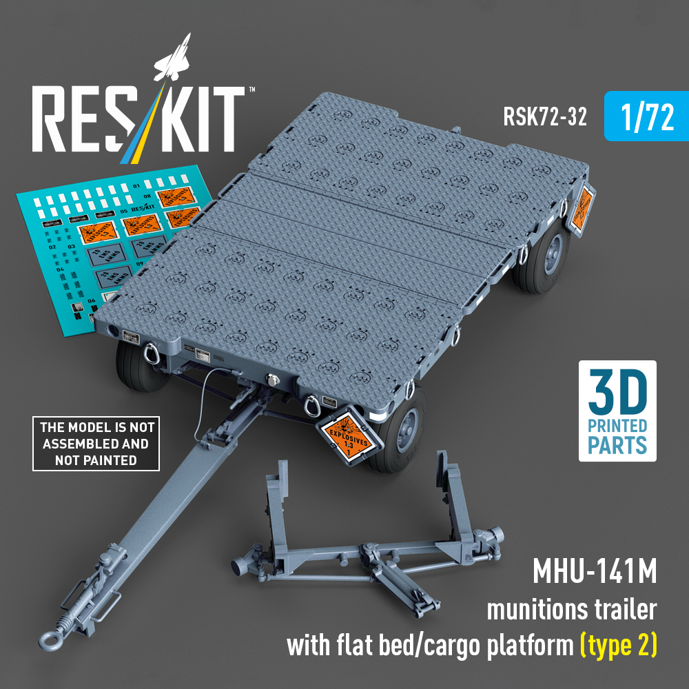 ResKit MHU-141M munitions trailer with flat bed/cargo platform (type 2) (3D Printed model kit) (1/72) RSK72-0032