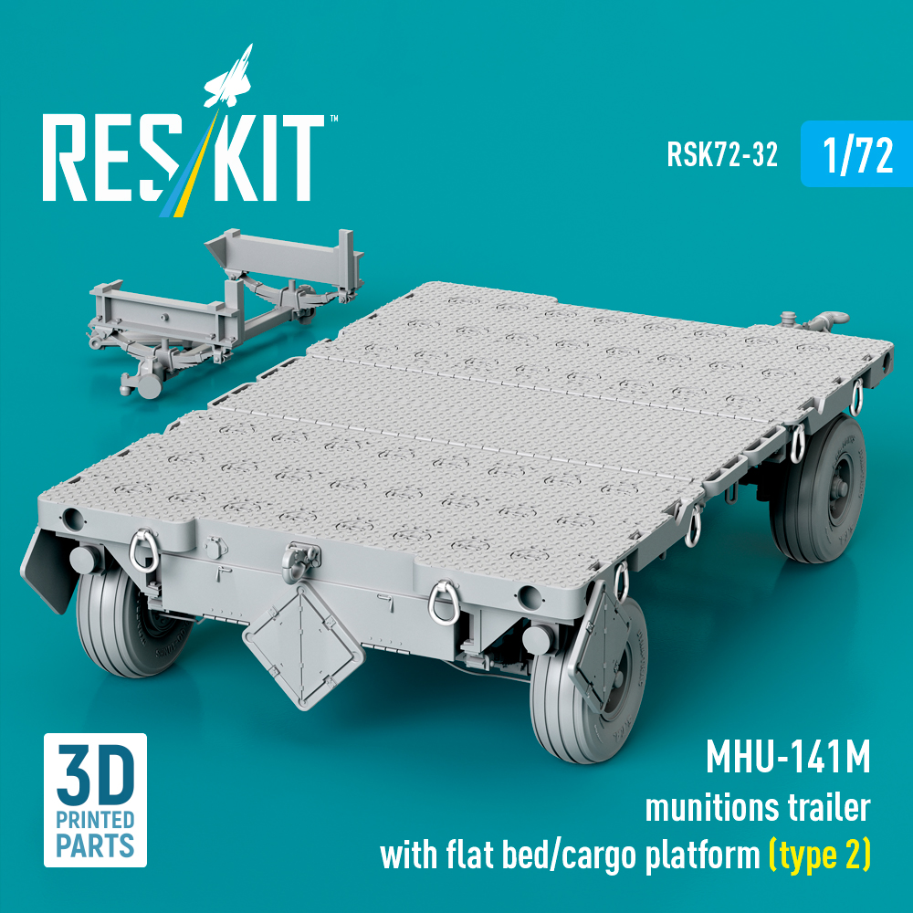 ResKit MHU-141M munitions trailer with flat bed/cargo platform (type 2) (3D Printed model kit) (1/72) RSK72-0032 - Image 2