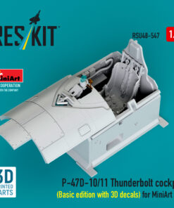 Reskit P-47D-10/11 Thunderbolt cockpit (Basic edition with 3D decals) for MiniArt kit (3D Printed) (1/48) RSU48-0547