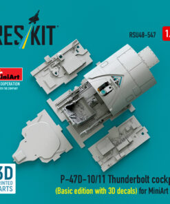 Alternative view of Reskit P-47D-10/11 Thunderbolt cockpit (Basic edition with 3D decals) for MiniArt kit (3D Printed) (1/48) RSU48-0547
