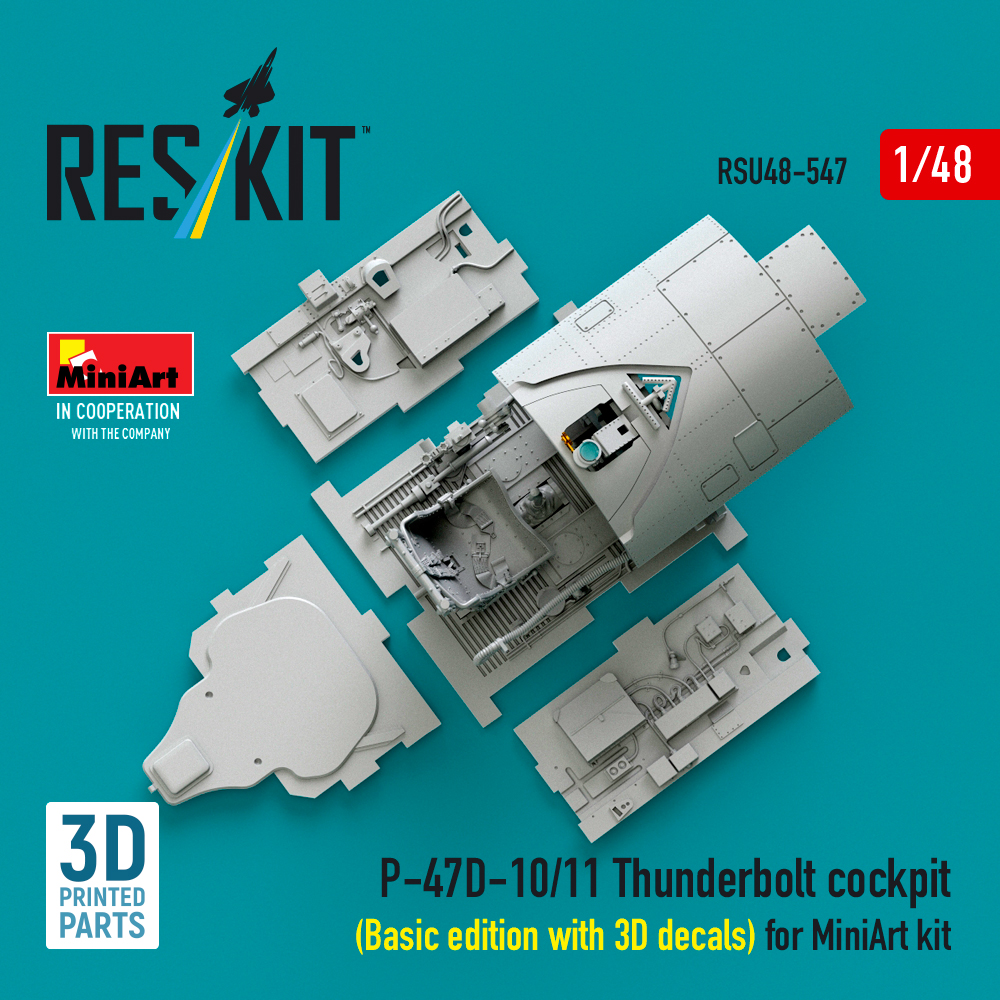 Reskit P-47D-10/11 Thunderbolt cockpit (Basic edition with 3D decals) for MiniArt kit (3D Printed) (1/48) RSU48-0547 - Image 2