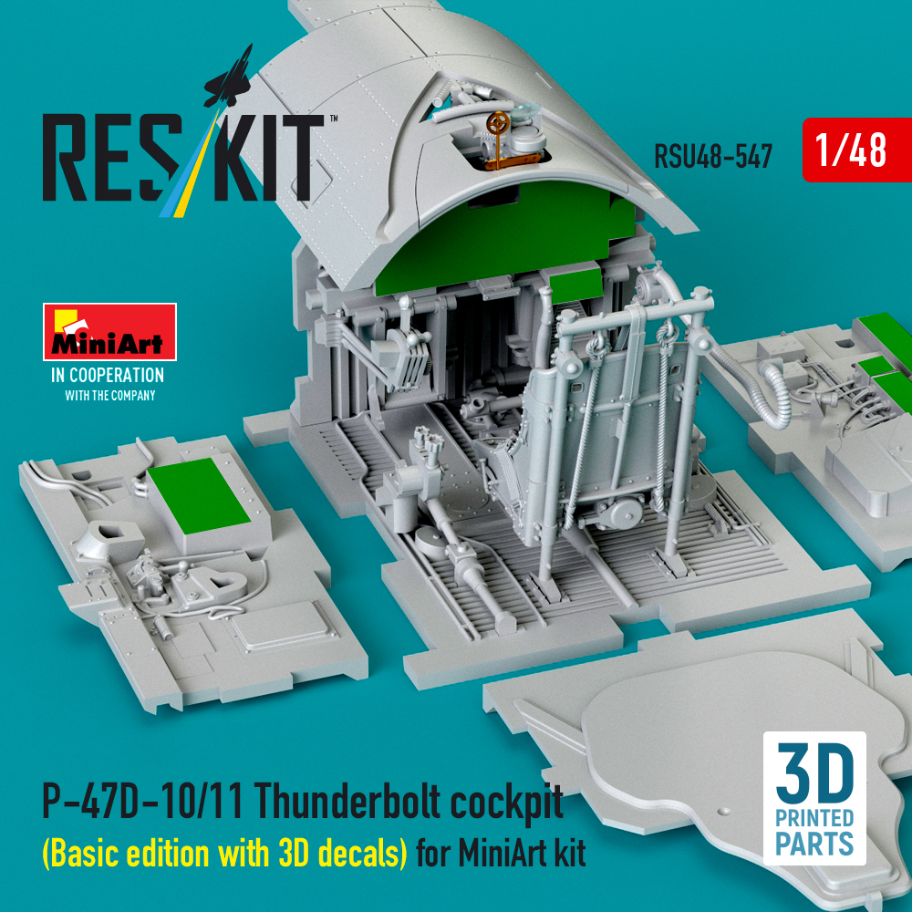 Reskit P-47D-10/11 Thunderbolt cockpit (Basic edition with 3D decals) for MiniArt kit (3D Printed) (1/48) RSU48-0547 - Image 3
