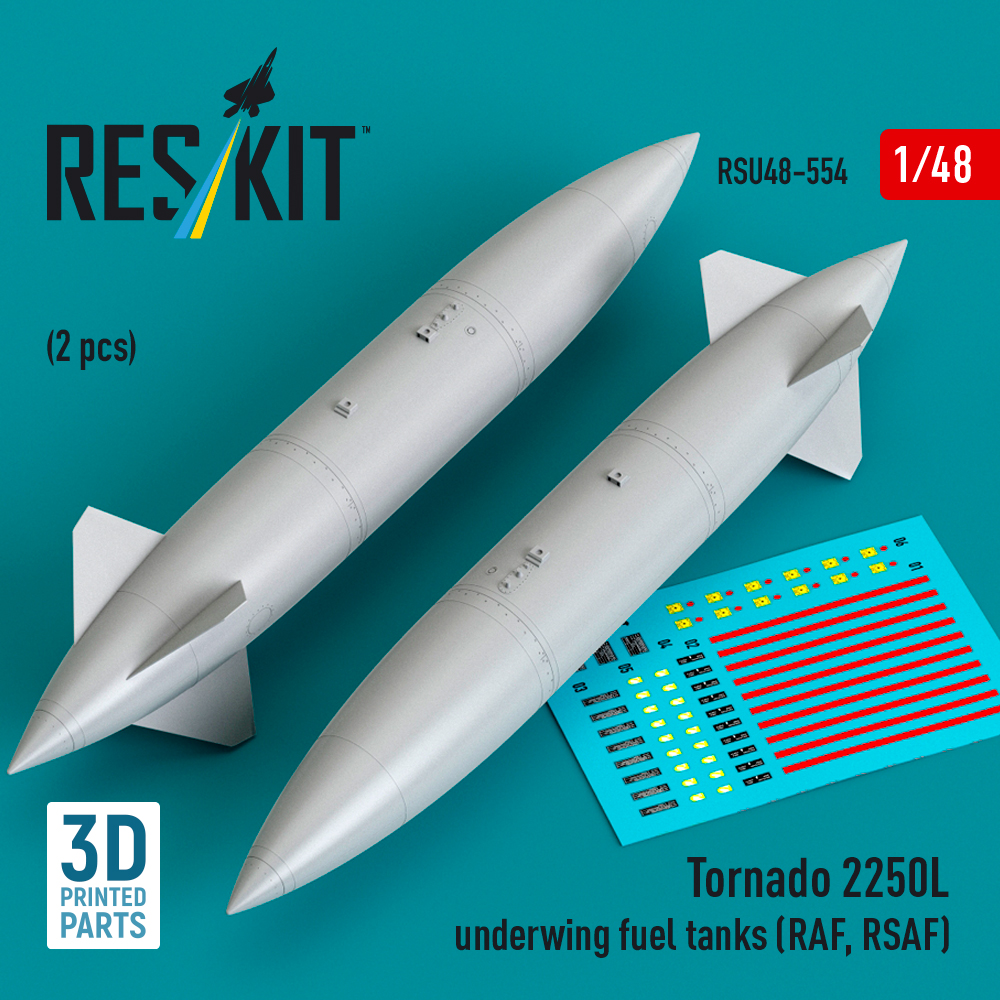 Reskit Tornado 2250L underwing fuel tanks (RAF, RSAF) (2 pcs) (3D Printed) (1/48) RSU48-0554