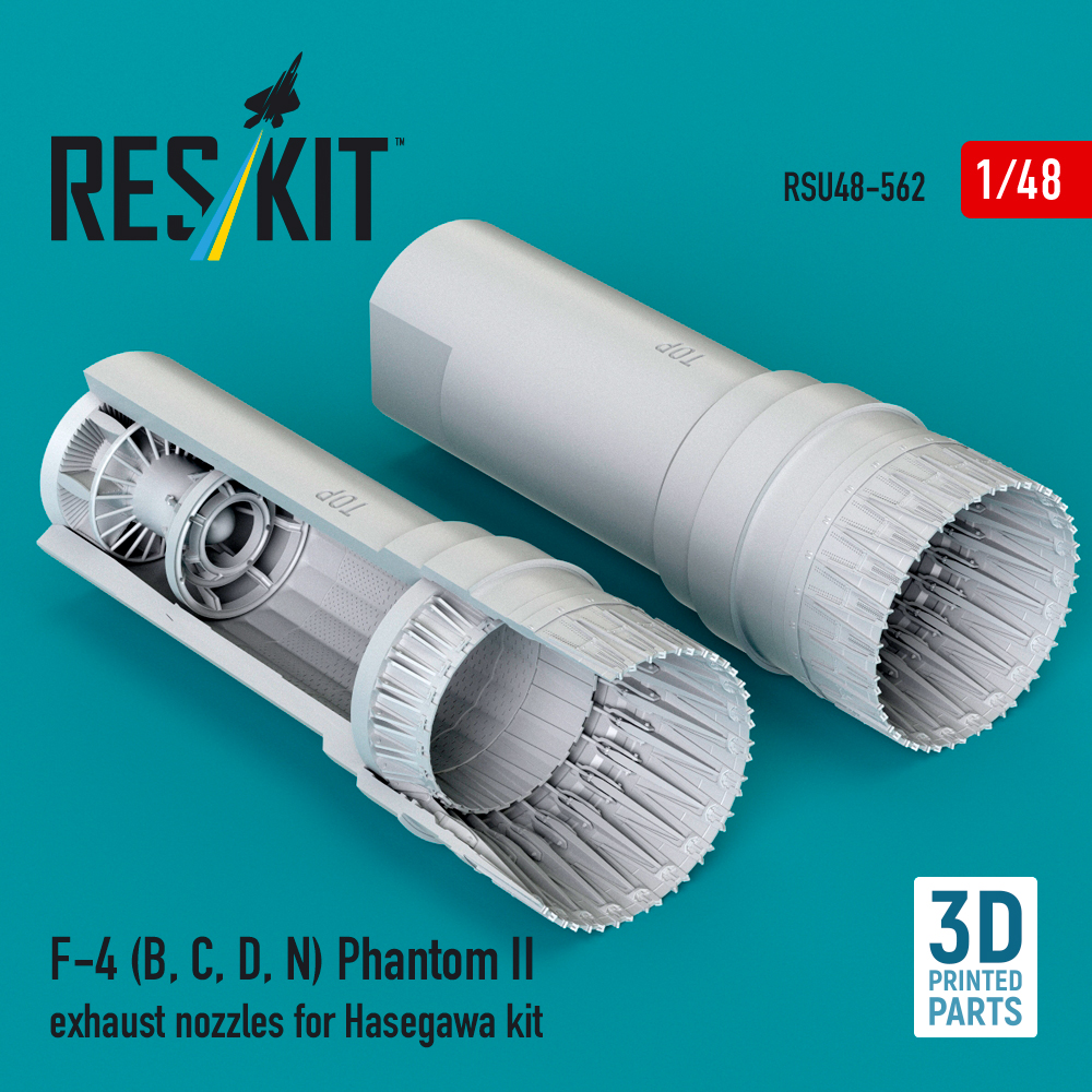 Reskit F-4 (B, C, D, N) Phantom II exhaust nozzles for Hasegawa kit (3D Printed) (1/48) RSU48-0562