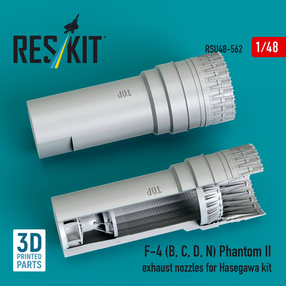Reskit F-4 (B, C, D, N) Phantom II exhaust nozzles for Hasegawa kit (3D Printed) (1/48) RSU48-0562 - Image 2