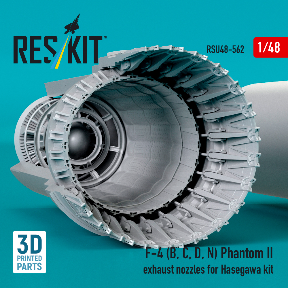 Reskit F-4 (B, C, D, N) Phantom II exhaust nozzles for Hasegawa kit (3D Printed) (1/48) RSU48-0562 - Image 3
