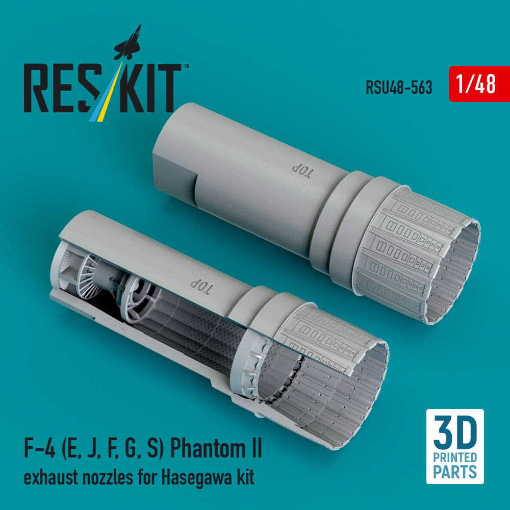 Reskit F-4 (E, J, F, G, S) Phantom II exhaust nozzles for Hasegawa kit (3D Printed) (1/48) RSU48-0563