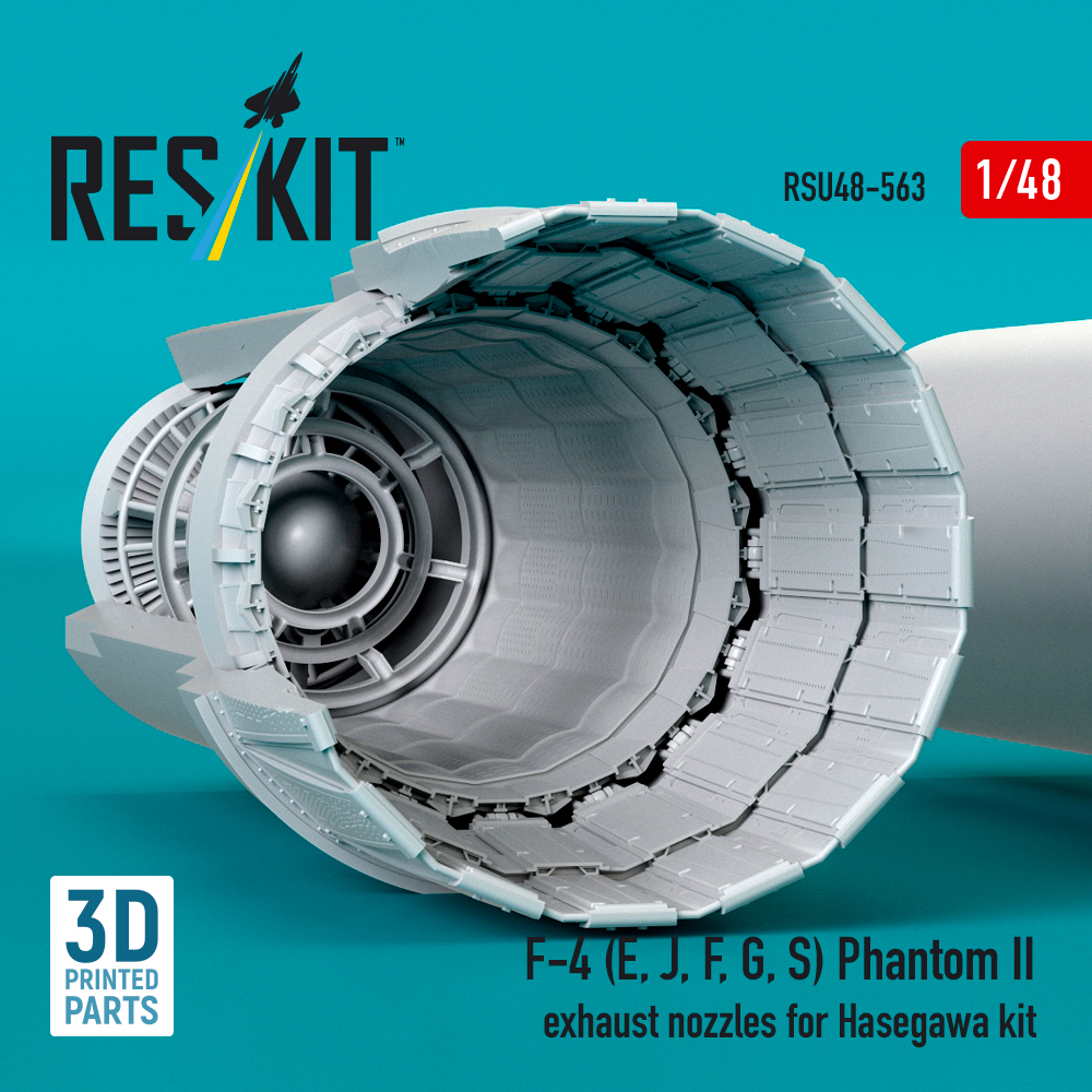 Reskit F-4 (E, J, F, G, S) Phantom II exhaust nozzles for Hasegawa kit (3D Printed) (1/48) RSU48-0563 - Image 3