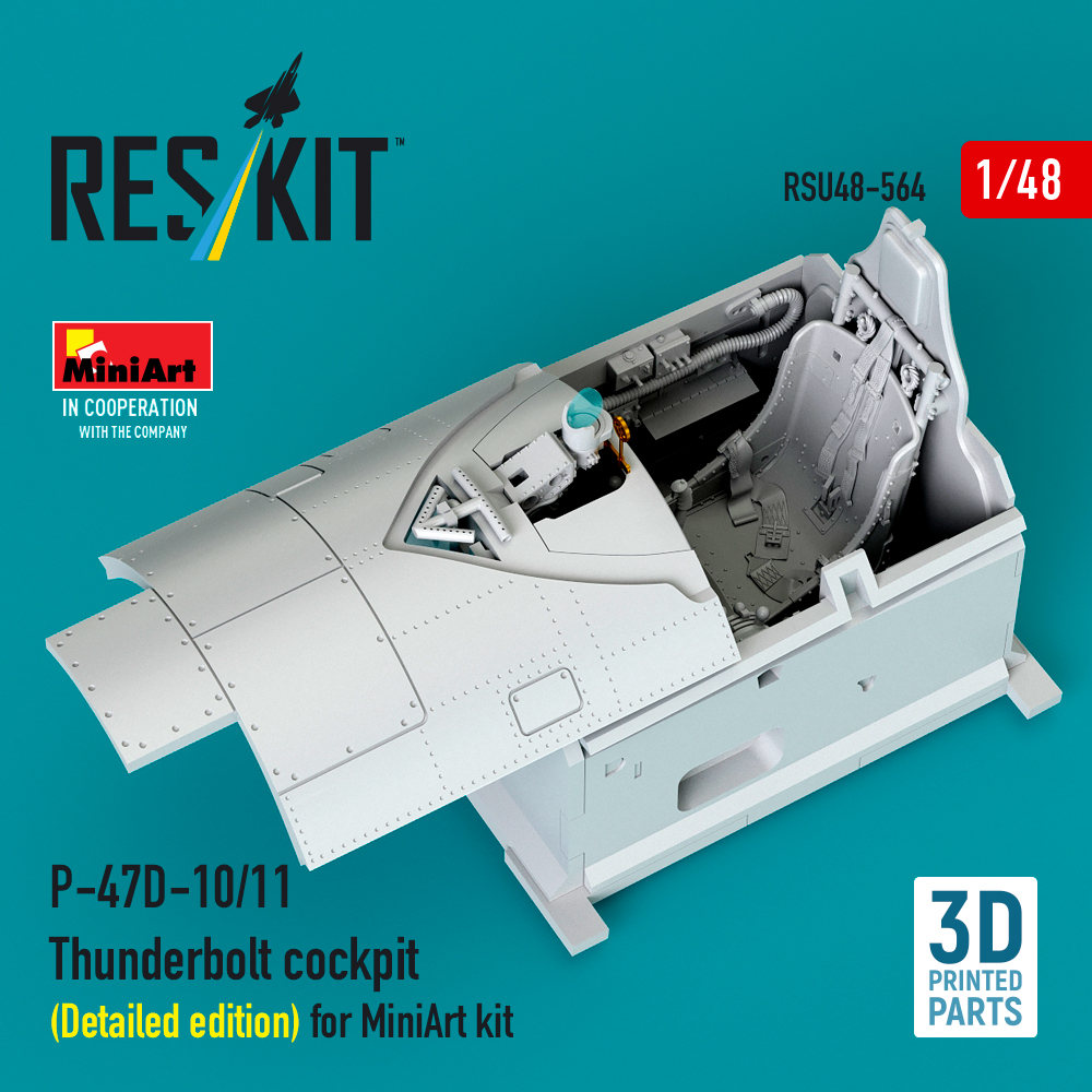 Reskit P-47D-10/11 Thunderbolt cockpit (Detailed edition) for MiniArt kit (3D Printed) (1/48) RSU48-0564